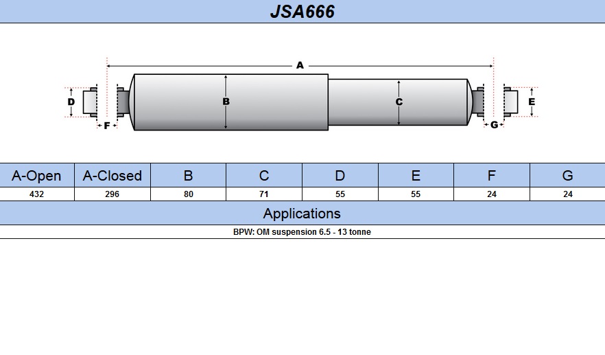 Амортизатор BPW SAF арт. 0237027000-JR JSA666