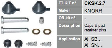 Ремкомплект держателя тормозной колодки суппорта KNORR SB6…SB7…SN6…SN7…SK7…  арт. CKSK.2.7