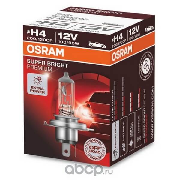 Лампа H4 12V 100/90W P43t OFF-ROAD Super Bright Premium (Складная картонная коробка)