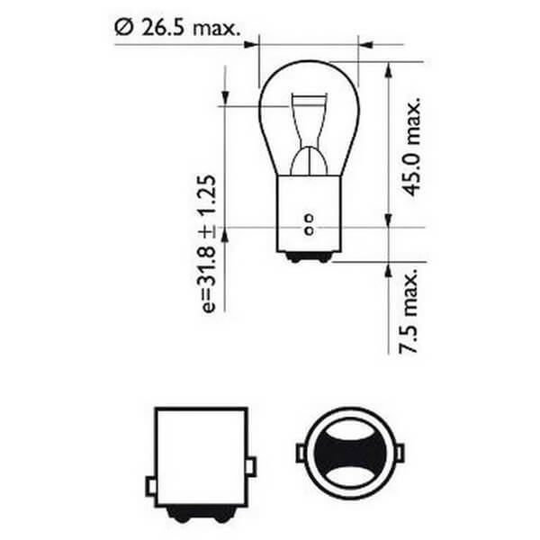 Комплект ламп 12V P21/5W BAY15d