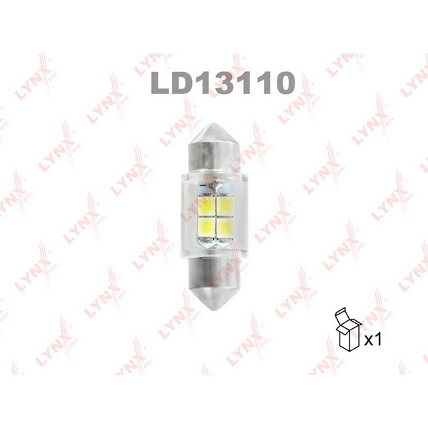 Лампа светодиодная LED C10W T11x31 12V SV8,5-8 SMDx4 6800K