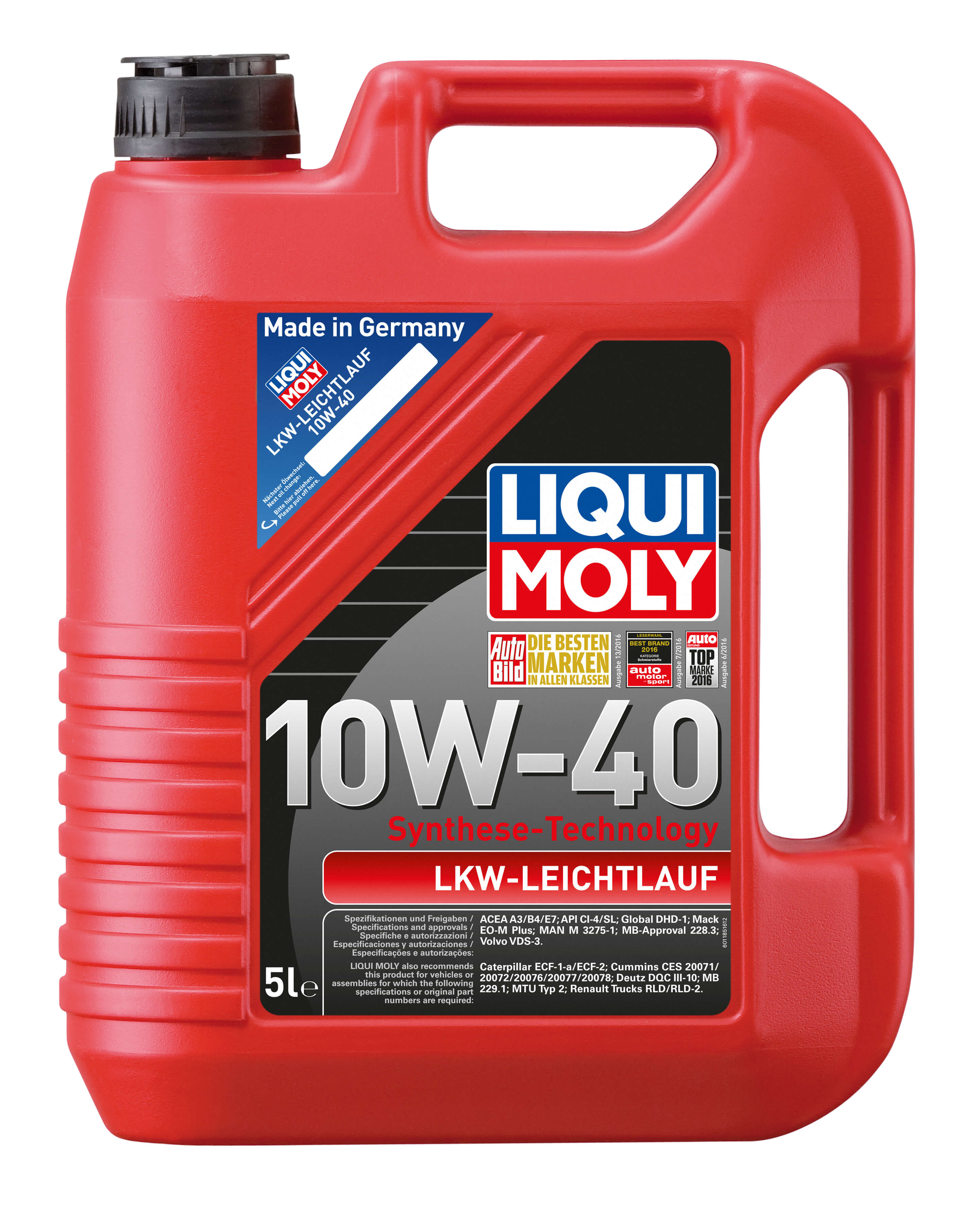 1185 LiquiMoly НС-синт. мот.масло LKW-Leichtlauf-Motoroil 10W-40 CI-4/SL A3/B4/E7 (5л)