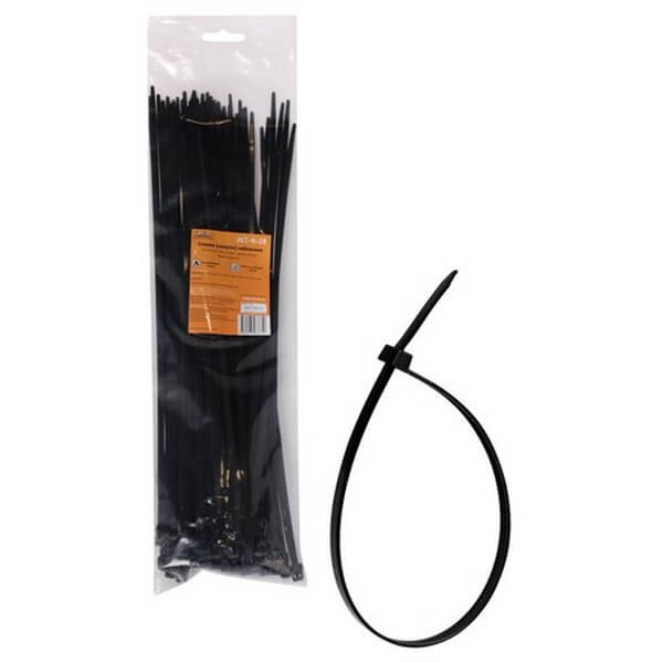 Стяжки (хомуты) кабельные 4,8*350 мм, пластиковые, черные, 100 шт.