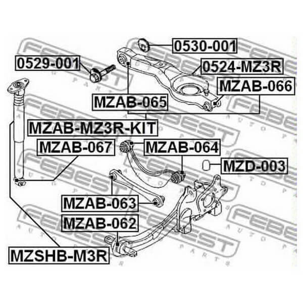 Сайлентблок рычага подвески Mazda 3 03->заднего